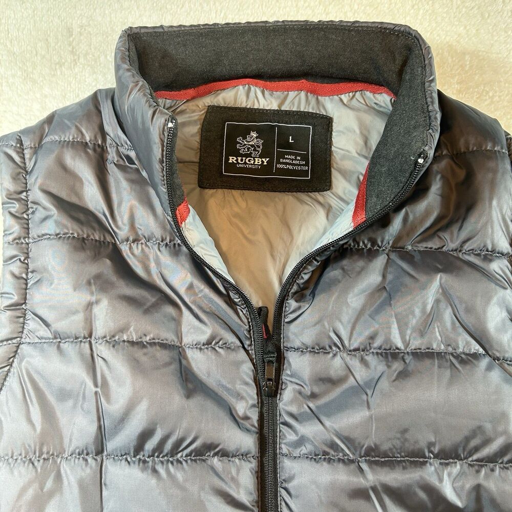 New Men's Puffer Vest Size Large – Charcoal - Rugby University Outdoor Hiking